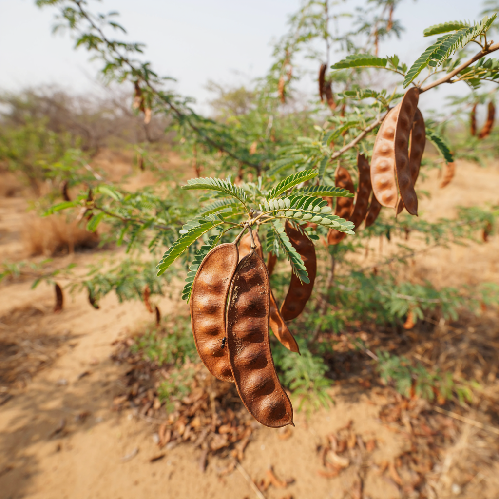 Shikakai pods growing on Senegalia rugata plant